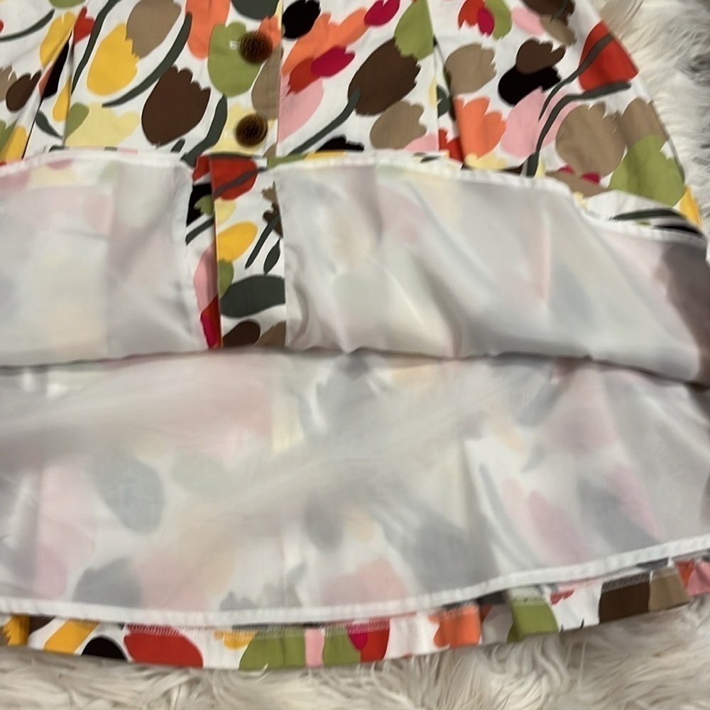 Talbots stretch cotton pleated print skirt with button front lined 12P - Picture 4 of 9